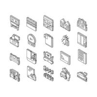 motell bekvämlighet service samling isometrisk ikoner uppsättning vektor