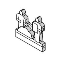 Arbeiter Schaufel Boden zum Analysieren isometrisch Symbol Vektor Illustration