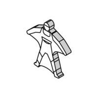 Wingsuit Flug Sport Mann isometrisch Symbol Vektor Illustration