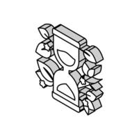 Sanduhr mit Pflanze Boho isometrisch Symbol Vektor Illustration