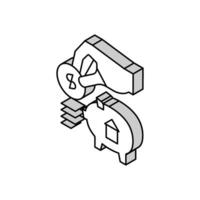 sätta pengar i nasse Bank för köpa hus isometrisk ikon vektor illustration