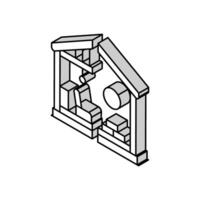 selektiv Innere Abriss isometrisch Symbol Vektor Illustration