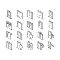 Innere Türen Typen Sammlung isometrisch Symbole einstellen Vektor
