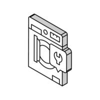 Unterlegscheibe Maschine Reparatur isometrisch Symbol Vektor Illustration