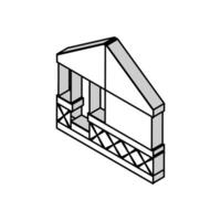 tält trädgård isometrisk ikon vektor illustration