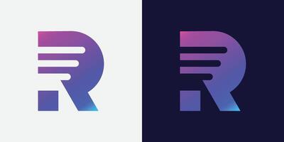 modern brev r tech logotyp design vektor