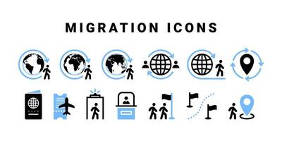 Migration Symbol Satz. Vektor Symbole