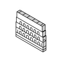 Kolosseum Roma mittelalterlich Konstruktion isometrisch Symbol Vektor Illustration