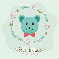 Babyparty-Schriftzugkarte mit kleinem Bären vektor