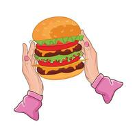 Illustration von Hand halten Burger vektor