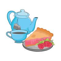 Illustration von Kuchen und Teekanne vektor