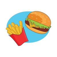 illustration av burger och frites vektor