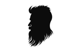 ein lange Bart mit Haarschnitt schwarz Silhouette Vektor kostenlos