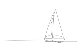 enda kontinuerlig linje konst hav båt ikon. Yacht resa turism begrepp silhuett symbol design. ett skiss översikt teckning vektor illustration