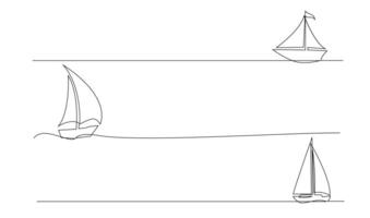 enda kontinuerlig linje konst hav båt ikon. Yacht resa turism begrepp silhuett symbol design. ett skiss översikt teckning vektor illustration