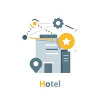 Hotel Vektor ikone, modern Hotel oder Wohnung Gebäude, flach Design Symbol Vektor Illustration