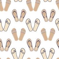 sömlös flip flops mönster. Färg sommar bakgrund. beige upprepa bakgrund. tecknad serie platt illustration. vektor