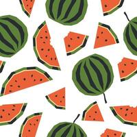 sömlös mönster med mogen vattenmelon och skiva. applique stil teckning. bakgrund, omslag papper. vektor