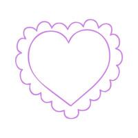 violett überbacken Linie Herz Rahmen vektor
