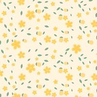 Jahrgang retro Stil Gelb Blume Blätter Muster Blumen- Hintergrund vektor