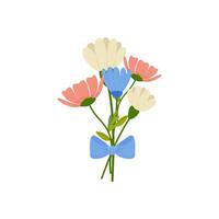 Strauß von Blumen, Frühling Sommer, Konzept im Karikatur Stil zum Karte, drucken, Aufkleber, Postkarte. vektor
