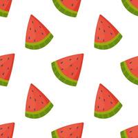 sömlös mönster, skivor av saftig vattenmelon, sommar säsong, vektor. för omslag papper, tyg, bakgrund vektor