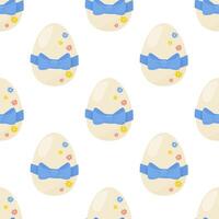 sömlös mönster påsk ägg med blå rosett. vektor illustration. för din design, omslag papper, tyg.