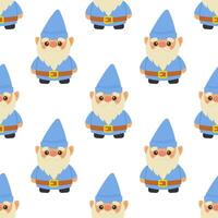 sömlös mönster trädgård gnome i blå. vektor illustration. för din design, omslag papper, tyg.