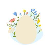 Ostern Ei auf ein Hintergrund von Blumen. Kopieren Raum zum Ihre Text. auf ein Weiß isoliert Hintergrund Vektor