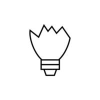 bruten lampa enkel översikt tecken för annonser. lämplig för böcker, butiker, butiker. redigerbar stroke i minimalistisk översikt stil. symbol för design vektor