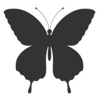 Schmetterling schwarz Silhouette. gestalten von Schmetterling Flügel, Vorderseite Sicht, tätowieren Vorlage. einfach Insekt Symbol, Vektor Illustration