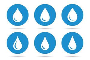 Wasser fallen Zeichen Symbol Satz. zerreißen Symbol. Blau Kreis Taste mit Tröpfchen Symbol. Vektor Illustration