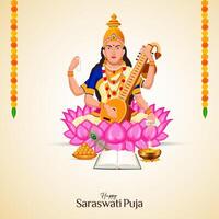 Vasant Panchami, Saraswati Puja, basant Sozial Medien Post vektor