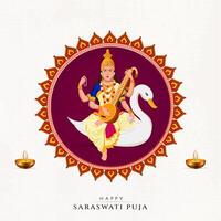 vasant panchami, saraswati puja, basant social media posta vektor