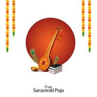 Vasant Panchami, Saraswati Puja, basant Sozial Medien Post vektor