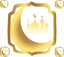 Ramadhan kareem eid Mubarak maulid Nabi golden vektor