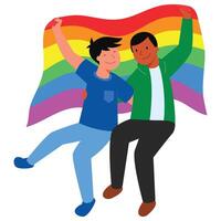 inklusive Stolz Flagge queer lgbtqia bipoc, trans, Fröhlich, lesbisch, lgbtq Stolz Monat Stolz Gradient Hintergrund mit lgbtq Stolz Flagge Farben Regenbogen Elemente. Vektor Illustration