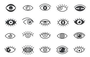 öppen ögon symboler. översikt mänsklig öga optisk ikoner, eyeball ögonfransar linjär tecken, syn hälsa oftalmologi begrepp. vektor isolerat uppsättning