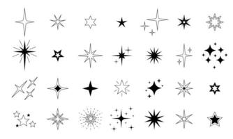 Star Symbol. Prämie Qualität, Liebling glänzend und funkeln Piktogramm, blinken funkeln und glühend Symbol. Vektor Nacht Himmel dekorativ Boho Elemente isoliert einstellen