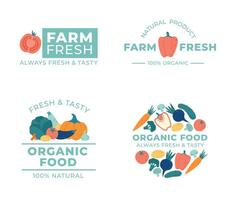 organisch Essen Logotyp. Paket Etikette mit Gemüse zum frisch und lecker natürlich Produkte. Kürbis, Aubergine vektor
