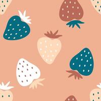 traumhaft Erdbeeren Vektor nahtlos Muster. Essen Hintergrund zum irgendein Zwecke. Hand gezeichnet organisch Design Illustration.