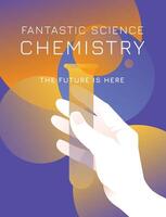 Labor Tube im Mensch Hand. Chemie oder Biologie Wissenschaft, Forschung und Bildung. Poster. Vektor Illustration