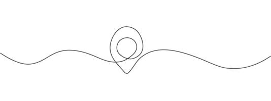 enda linje Karta linjekonst symbol, plats punkt. stift plats, geosignatur linje kontinuerlig teckning. vektor illustration för leverans tjänster