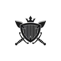 Vektor Logo Kunst zum klein Geschäft Geschäft und Spiel Unternehmen. Schwert und Schild Thema Design