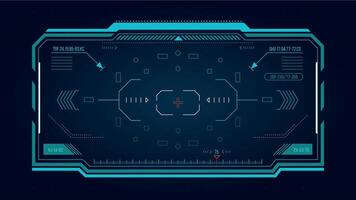 futuristisch hus Bildschirm. Sci-Fi Schütze Spiel Digital Ziel Ziel, Technologie ui Grenzen und Rahmen, modern Technik Fokus Grafik Design. Vektor gui Bildschirm