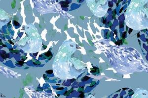 nahtlos Muster von Vogel gemalt im Aquarell zum Stoff und Hintergrund Designs von das Wald.natürlich Tier hintergrund.abstrakt Stil. vektor