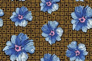 sömlös mönster av blå blommor målad på brun bakgrund.för tyg lyxig och tapet, årgång stil.hand dragen botanisk blommig färgrik mönster. vektor