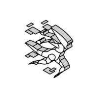 Laufen Monster- isometrisch Symbol Vektor Illustration