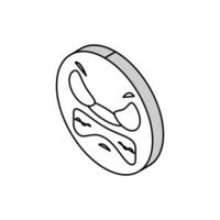 wütend Emoji isometrisch Symbol Vektor Illustration