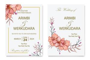 dekorativ Blumen- Laub Ornament zum Hochzeit Einladung vektor